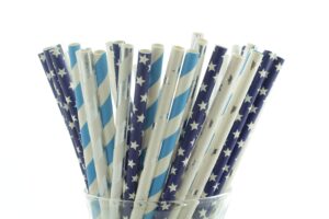 space theme straws (25 pack) - blue and silver party decorations, party supplies