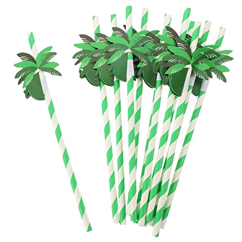 ABOOFAN Pineapple 50pcs Hawaiian Straws Paper Tropical Tree Straws Cocktails Drinking Straws Summer Beach Luau Party Supplies Luau Party Decorations