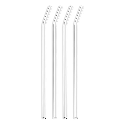 Hummingbird Glass Straws 12 inches x 9.5 mm Bent Reusable Straws (4 Pack of Clear)