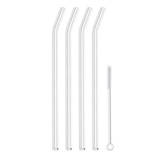 hummingbird glass straws 12 inches x 9.5 mm bent reusable straws (4 pack of clear)