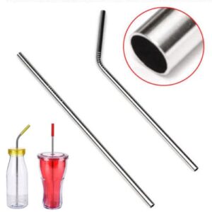 Set of 8pc Reusable Stainless Steel Straws with Travel Case Cleaning Brush Silicone Tips Eco Friendly 8.5" Metal Straws Drinking for 20 24 30 oz Tumbler