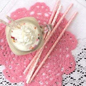 Light Pink and Silver Paper Straws Stripe Polka Dot - 7.75 Inches - 100 Pack - Outside the Box Papers Brand