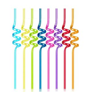 10 pcs spiral reusable plastic straws long drinking straws for mason jar tumbler cups party favors, mixed color
