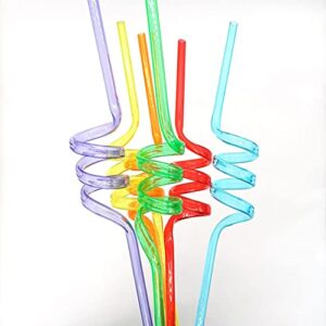 10 Pcs Spiral Reusable Plastic Straws Long Drinking Straws for Mason Jar Tumbler Cups Party Favors, Mixed Color