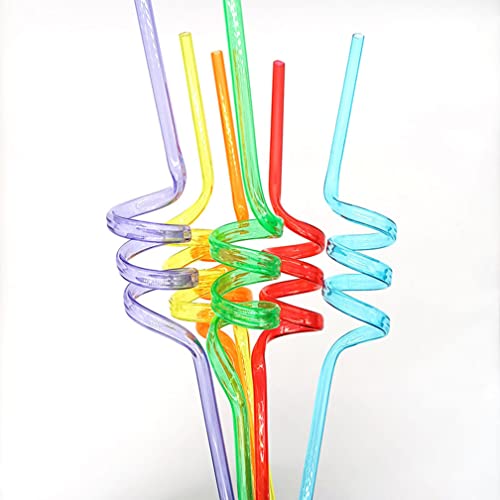 10 Pcs Spiral Reusable Plastic Straws Long Drinking Straws for Mason Jar Tumbler Cups Party Favors, Mixed Color