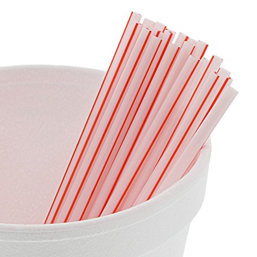 Royal 5" White with Red Stripe Sip Straw, Package of 1000