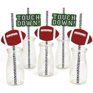 end zone - football paper straw decor - baby shower or birthday party striped decorative straws - set of 24