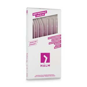HALM Glass Straws - Variety Pack: 6 Reusable Drinking Straws in 2 Sizes + Plastic-Free Cleaning Brush - Made in Germany - Dishwasher Safe - Eco-Friendly - Perfect for Smoothies