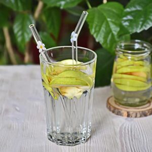 8 PCS Glass Straws with Design Reusable Straws with 2 Cleaning Brush Colorful Glass Straws Shatter Resistant Bar Accessories for Cocktail, Smoothies, Milkshakes, Juice (2 Styles)