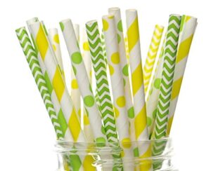 tractor party supplies, farm tractor straws (25 pack) - tractor farm birthday party supplies, yellow & green tractor boys birthday party decorations