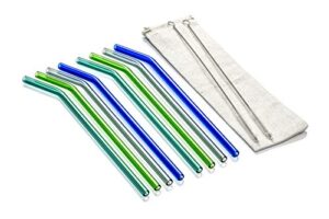 simplifi it assorted color bent glass straw set with nylon cleaning brushes (11 pc.) - si-sgl10-11a