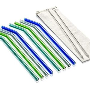 Simplifi It Assorted Color Bent Glass Straw Set with Nylon Cleaning Brushes (11 PC.) - SI-SGL10-11A