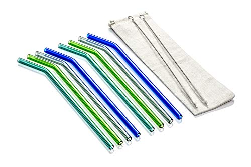 Simplifi It Assorted Color Bent Glass Straw Set with Nylon Cleaning Brushes (11 PC.) - SI-SGL10-11A