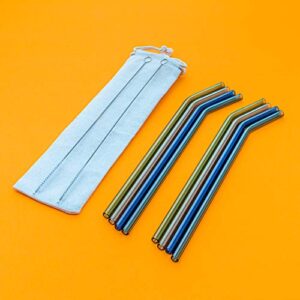 Simplifi It Assorted Color Bent Glass Straw Set with Nylon Cleaning Brushes (11 PC.) - SI-SGL10-11A