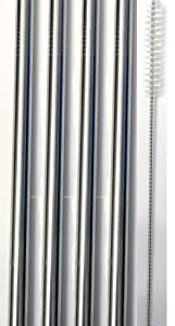 4 Stainless Steel Wide Smoothie Straws - CocoStraw Large Straight Frozen Drink Straw - 4 Pack + Cleaning Brush (4)