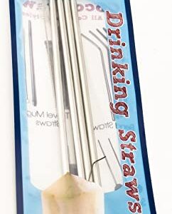 4 Stainless Steel Wide Smoothie Straws - CocoStraw Large Straight Frozen Drink Straw - 4 Pack + Cleaning Brush (4)