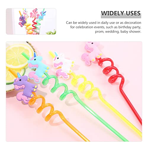 Gadpiparty 12pcs Reusable Unicorn Straws Drinking Plastic Straws Curly Hard Party Straw Unicorn Birthday Party Supplies Fun Straws for Kids Birthday Party Decorations