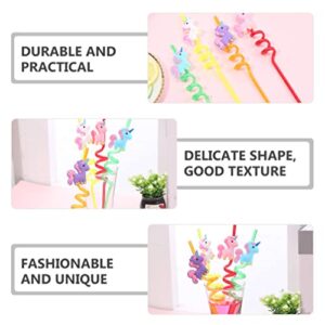 Gadpiparty 12pcs Reusable Unicorn Straws Drinking Plastic Straws Curly Hard Party Straw Unicorn Birthday Party Supplies Fun Straws for Kids Birthday Party Decorations