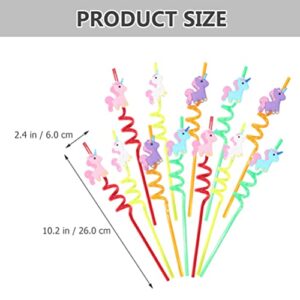 Gadpiparty 12pcs Reusable Unicorn Straws Drinking Plastic Straws Curly Hard Party Straw Unicorn Birthday Party Supplies Fun Straws for Kids Birthday Party Decorations