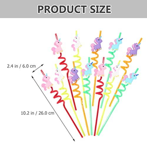 Gadpiparty 12pcs Reusable Unicorn Straws Drinking Plastic Straws Curly Hard Party Straw Unicorn Birthday Party Supplies Fun Straws for Kids Birthday Party Decorations