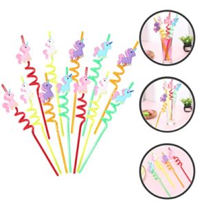 Gadpiparty 12pcs Reusable Unicorn Straws Drinking Plastic Straws Curly Hard Party Straw Unicorn Birthday Party Supplies Fun Straws for Kids Birthday Party Decorations