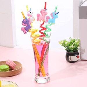 Gadpiparty 12pcs Reusable Unicorn Straws Drinking Plastic Straws Curly Hard Party Straw Unicorn Birthday Party Supplies Fun Straws for Kids Birthday Party Decorations