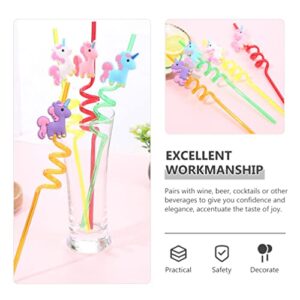 Gadpiparty 12pcs Reusable Unicorn Straws Drinking Plastic Straws Curly Hard Party Straw Unicorn Birthday Party Supplies Fun Straws for Kids Birthday Party Decorations