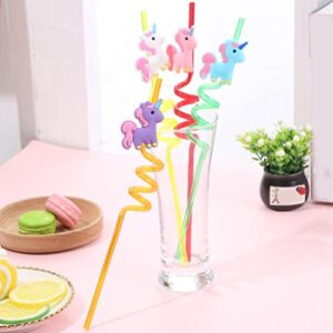 Gadpiparty 12pcs Reusable Unicorn Straws Drinking Plastic Straws Curly Hard Party Straw Unicorn Birthday Party Supplies Fun Straws for Kids Birthday Party Decorations