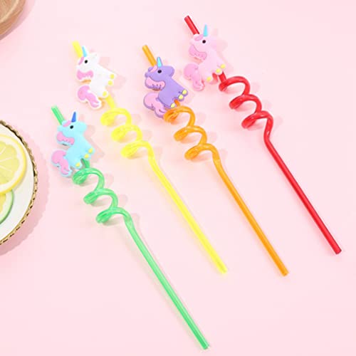 Gadpiparty 12pcs Reusable Unicorn Straws Drinking Plastic Straws Curly Hard Party Straw Unicorn Birthday Party Supplies Fun Straws for Kids Birthday Party Decorations