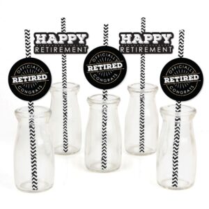 happy retirement - paper straw decor - retirement party striped decorative straws - set of 24