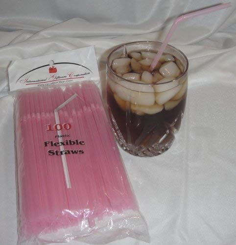 IGC 100 Drinking Straws - Flex/Flexible Drinking Straws - Pastel Pink - Luau - Wedding - Party - Anniversary Supplies