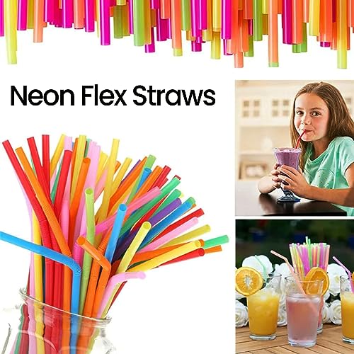 Perfect Stix Neon Flex 10 unwrapped-1250ct Straws, 9" (Pack of 1250)