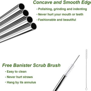 6 Reusable Straws - Stainless Steel Drinking - Set of 6 + 2 Cleaners - Eco Friendly, SAFE, NON-TOXIC non-plastic