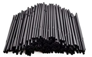 200pcs solid colors flexible disposable plastic drinking straws plastic disposable bendy straws long extendable bendy party fancy straws for cocktails coffee milk tea and juice(black-8.3inch)