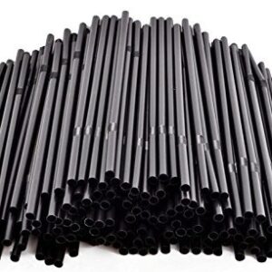 200Pcs Solid Colors Flexible Disposable Plastic Drinking Straws Plastic Disposable Bendy Straws Long Extendable Bendy Party Fancy Straws for Cocktails Coffee Milk Tea and Juice(Black-8.3Inch)