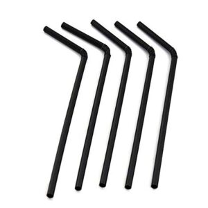 200Pcs Solid Colors Flexible Disposable Plastic Drinking Straws Plastic Disposable Bendy Straws Long Extendable Bendy Party Fancy Straws for Cocktails Coffee Milk Tea and Juice(Black-8.3Inch)