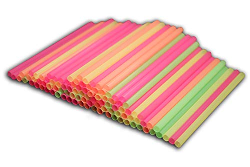 Sonrise 10 1/2" x 1/2" Extra Wide Long Neon Smoothie Boba Milkshake Straws (100)