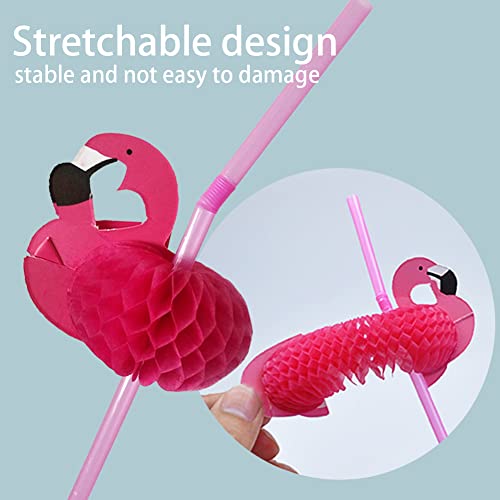 DelightBox 4 Dozen Assorted Tropical Drinking Straws Wedding Hawaiian Umbrella Flamingo Flower