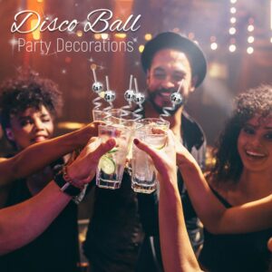 16 pcs Disco Ball Straws for Bachelorette Party Decorations, Mini Disco Balls Straw 70s Party Favors Supplies, Silver Mirror Bride Straws for Wedding, Plastic Silly Crazy Straws