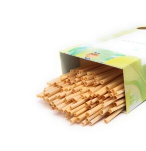 ecoamiga bamboo straw, 8 inch reusable & biodegradable organic bulk straws – great ecological alternative to plastic straws (wheat)