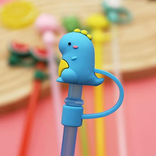 Cute Straw Tips Cover,Cartoon Straw Topper,Silicone Animals Straw Cover,Reusable Drinking Straw Cover,Dust Proof Straw Plugs for 6-8 mm Straws Outdoor Home Kitchen Party Decor