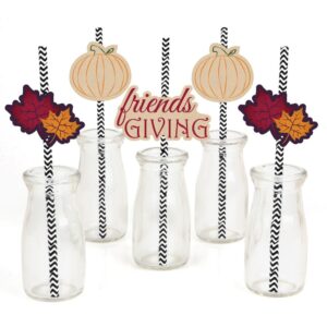 big dot of happiness friends thanksgiving feast - friendsgiving paper straw decor - party striped decorative straws - set of 24