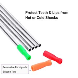 10 PCS Reusable Straw Tips, Silicone Straw Tips, Multi-Color Food Grade Straws Nozzles Tips Covers Fit for 1/3 Inch Wide(8MM Outer Diameter) Stainless Steel