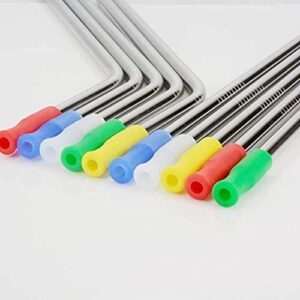 10 PCS Reusable Straw Tips, Silicone Straw Tips, Multi-Color Food Grade Straws Nozzles Tips Covers Fit for 1/3 Inch Wide(8MM Outer Diameter) Stainless Steel