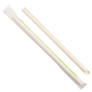 karat earth 9" colossal paper straw wrapped diagonal cut - white (case of 1600)