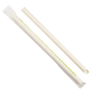 Karat Earth 9" Colossal Paper Straw Wrapped Diagonal Cut - White (Case of 1600)