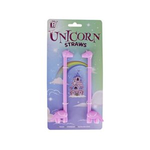 Paladone Unicorn Straws - Reusable Plastic Straws - Set of 2