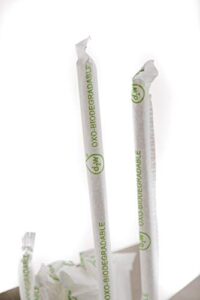 [300 pack] clear biodegradable plant based wrapped straws - bpa free - eco friendly straws - biodegradable - 100% compostable - drinking straws great for parties, office, restaurants (1 box)