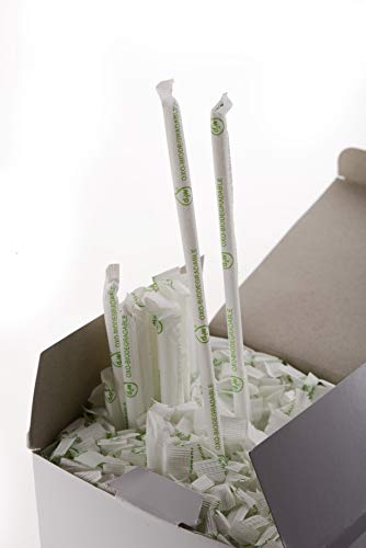 [300 Pack] Clear Biodegradable Plant Based Wrapped Straws - BPA Free - Eco Friendly Straws - biodegradable - 100% Compostable - Drinking Straws Great for Parties, Office, Restaurants (1 Box)