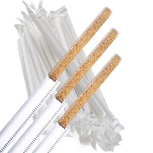 agave fiber straws - 100ct individually wrapped biodegradable 8.2" straws by ecoware. plant based, eco-friendly, 100% recyclable, alternative to paper & plastic straws